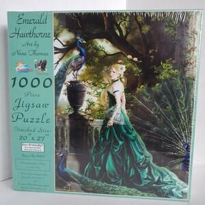 NENE THOMAS JIGSAW PUZZLE EMERALD HAWTHORNE 1000 PIECES 20" X 27" BIRDS CELTIC